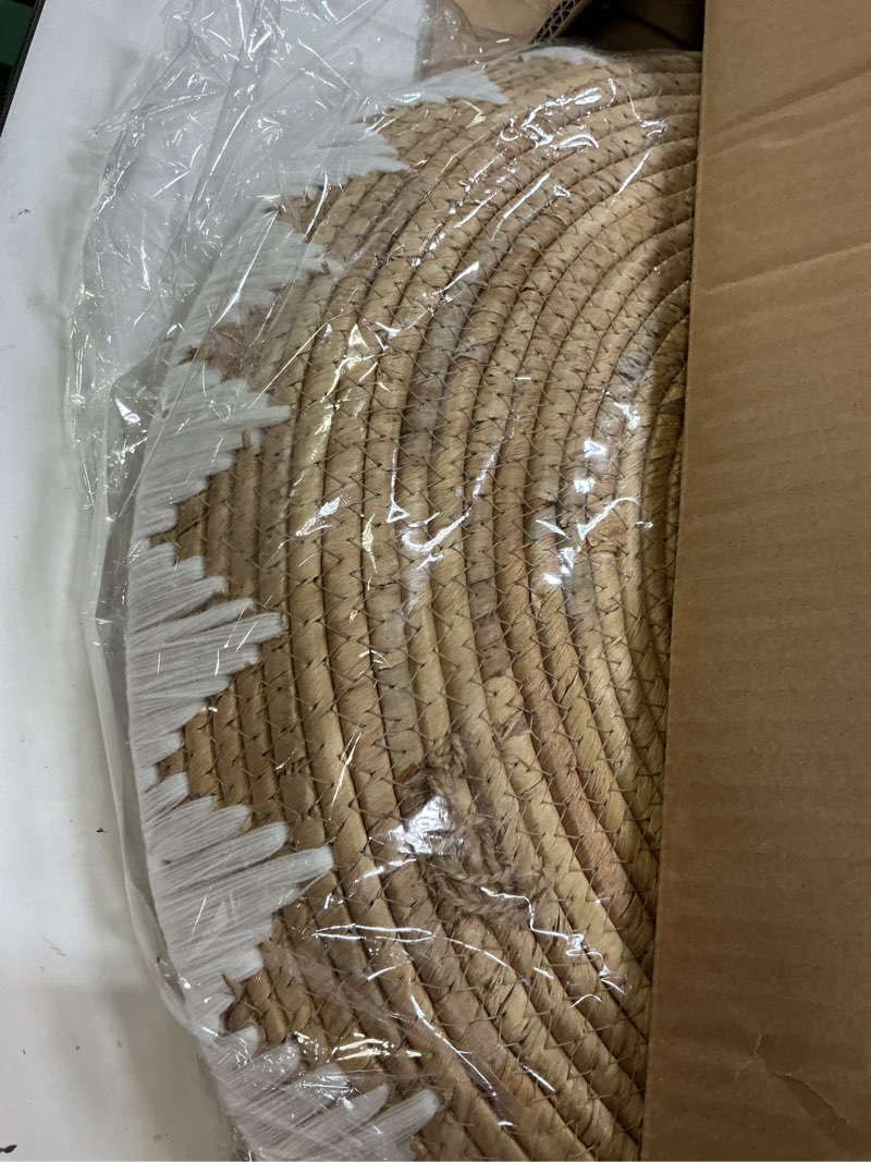 Condition photo showing Good Condition for chi an home 22", 19", 15" extra large hanging woven wall baskets, water hyacinth hanging wicker baskets for wall decor, boho wall decor rustic, oversized wall art for living room, bedroom set of 3 (white)