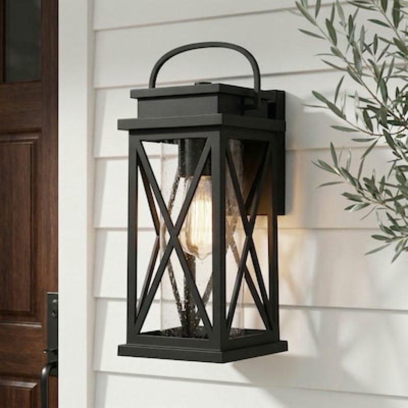  quoizel saint elias 1 -light 14.25-in h matte black hardwired outdoor wall light item #4145440 | model #lws33898a