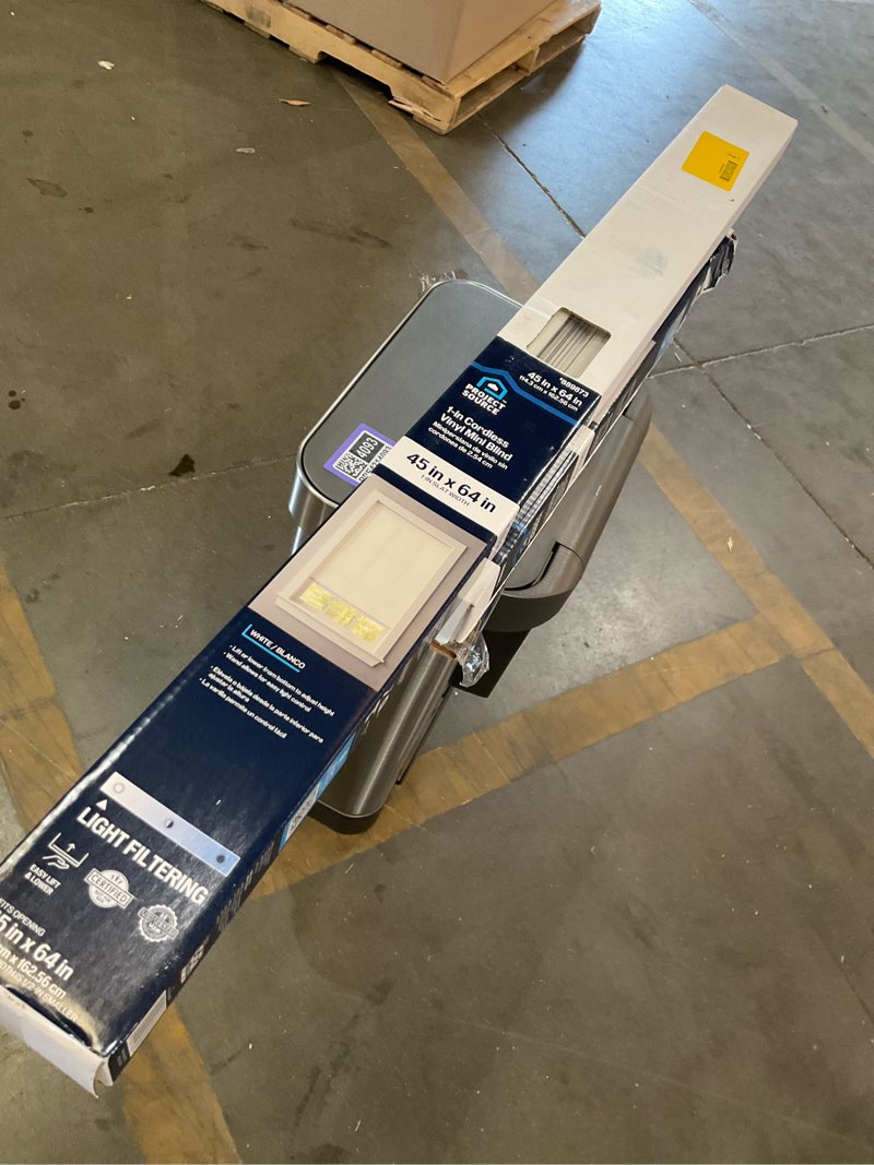 project source 1-in slat width 45-in x 64-in cordless white vinyl light filtering mini