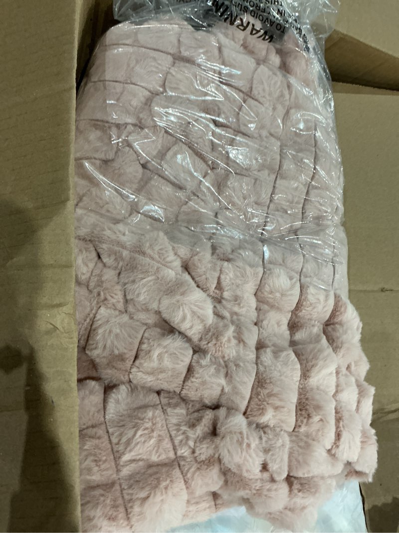 Condition photo showing Good Condition for cute small dog couch bed – supportive & fluffy pet sofa with faux rabbit fur washable cover in 3d diamond pattern, 30" pink pink medium: 30"l x 20"w x 10"th