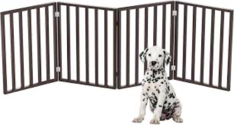 Pet Gate - 4-Panel Indoor Foldable Dog Fence for Stairs, Hallways, or Doorways - 73x24-Inch Freestan