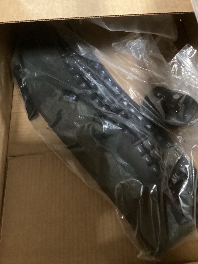 Condition photo showing As Is for Amazon Basics Ergonomic Wireless Keyboard and Mouse Combo for Comfortable PC and Laptop Use, 2.4 GHz USB, Black