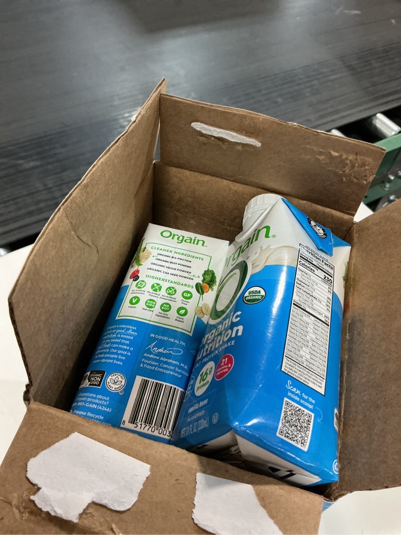 Condition photo showing Good Condition for orgain organic nutritional vegan protein shake, vanilla bean - 16g plant based protein, meal replacement, 21 vitamins & minerals, fruits & vegetables, gluten free, non-gmo, 11 fl oz (pack of 12) vanilla 11 fl oz (pack of 12)(jun21 2026)