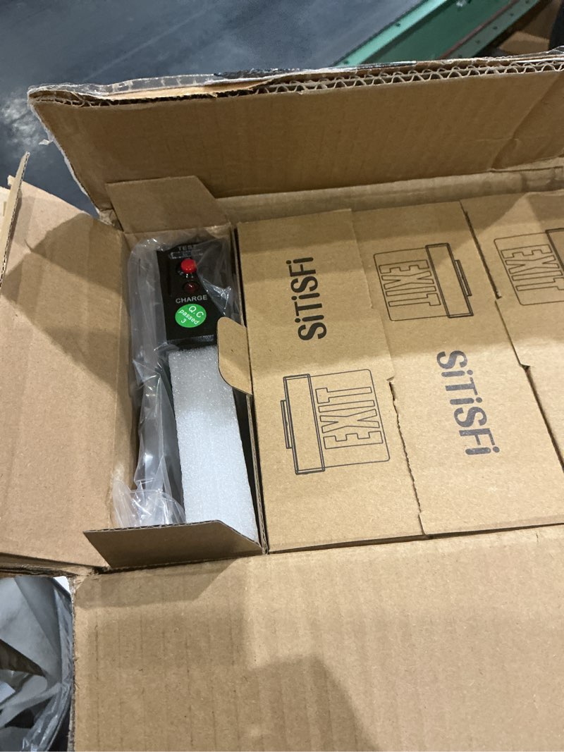 Condition photo showing Good Condition for green led edge lit exit sign brushed aluminum housing, ul listed emergency exit signs single sided clear acrylic with battery backup, ac 120-347v hardwired exit lights, top/side/wall mount (4 pack) single sided green 4 pack