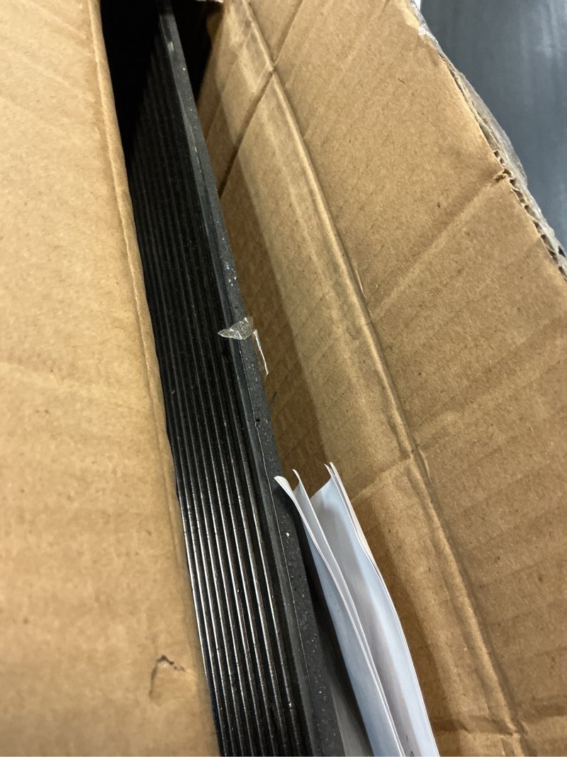 Condition photo showing As Is for vevor rubber curb ramp 6'' rise height sidewalk threshold ramp, 14.6'' width 19.3'' length driveway ramp 33069 lbs load capacity for curb for forklifts, trucks, buses, cars, wheelchairs, bike