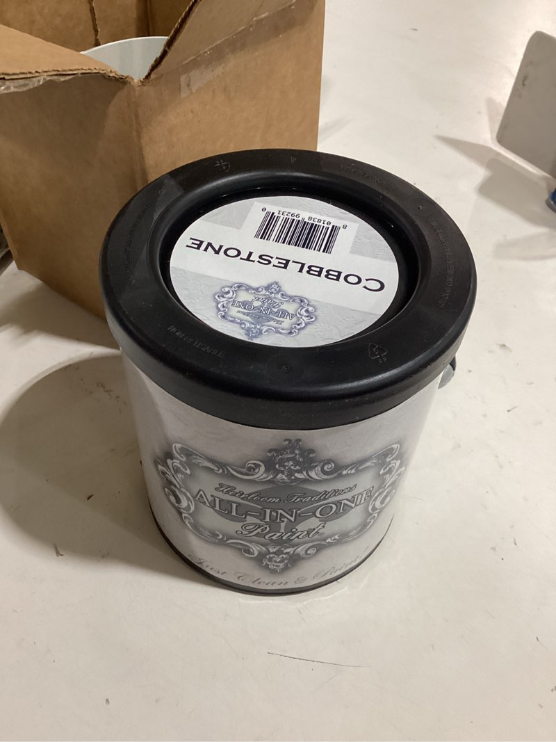 Condition photo showing Good Condition for all-in-one paint by heirloom traditions, cobblestone (gray with subtle blue undertones), quart - durable cabinet and furniture paint. built in primer and top coat, no sanding needed. includes our 30 cobblestone 32 fl oz (pack of 1)