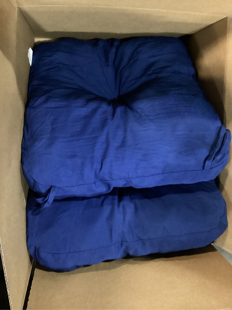 Condition photo showing Good Condition for Outdoor Chair Cushions, Outdoor Seat Cushions for Patio Furniture Waterproof with Ties, Replacement Tufted Patio Chair Pads, 19x19x5 inches Set of 2, Navy 19" x 19"x 5"?Pack of 2) A Dark Cerulean