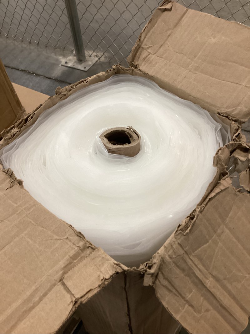 Condition photo showing Good Condition for Aluf Plastics Plastic Sheeting - 20' x 100', 6 MIL Heavy Duty Gauge - Clear Vapor and Moisture Barrier Sheet Tarp/Drop Cloth for Greenhouses, Painting, Furniture Covers, Carpet Cover, Floor, Paint, 20ft x 100ft Sheeting, 6 Mil, 1 Count Clear