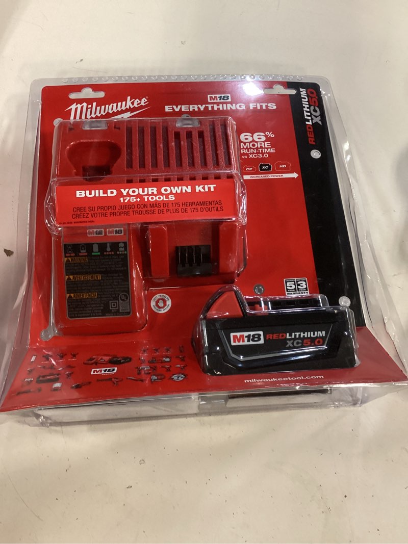 Condition photo showing New/Like New for milwaukee 48-59-1850 m18 xc 5.0 starter kit