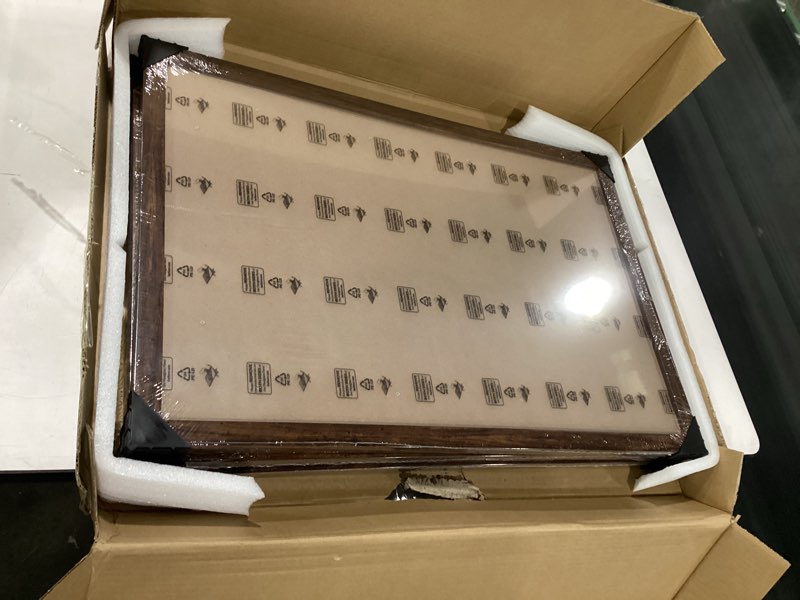 Condition photo showing Good Condition for dark brown 16x24 frame set of 3 - rustic woodgrain 16 x 24 poster frame with plexiglass for wall gallery display, 16x24 picture frame for puzzles, artwork, photos and posters - ideal christmas day 16x24 in brown