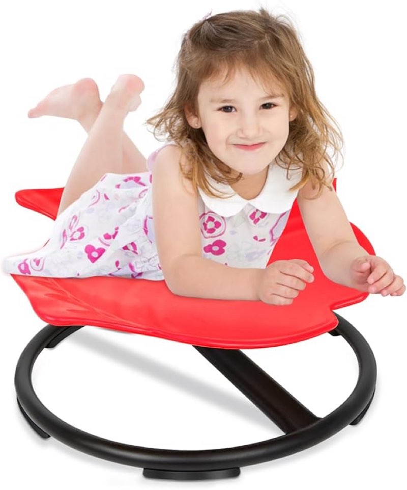 Autism Kids Swivel Chair, Spinning Chair, Sit and Spin Spinning Stool for Child Aged 3+, Red Sensory Toys Wobble Chair Training Child's Body Coordination Ability Relieve Motion Sickness Symptoms