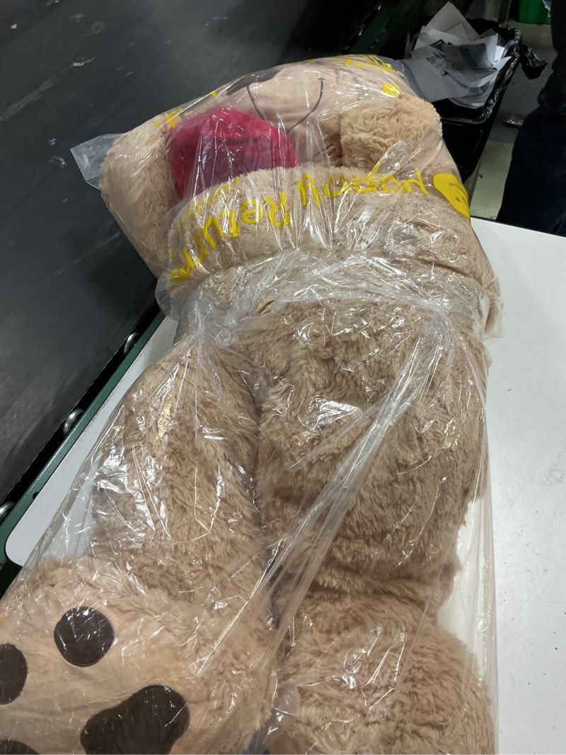 Condition photo showing Good Condition for beniny 52 inch giant teddy bear with heart, large brown i love you teddy bear stuffed animal, big stuffed bear plush toy for kids, girlfriend, valentine’s day wedding gifts tan 52 inches