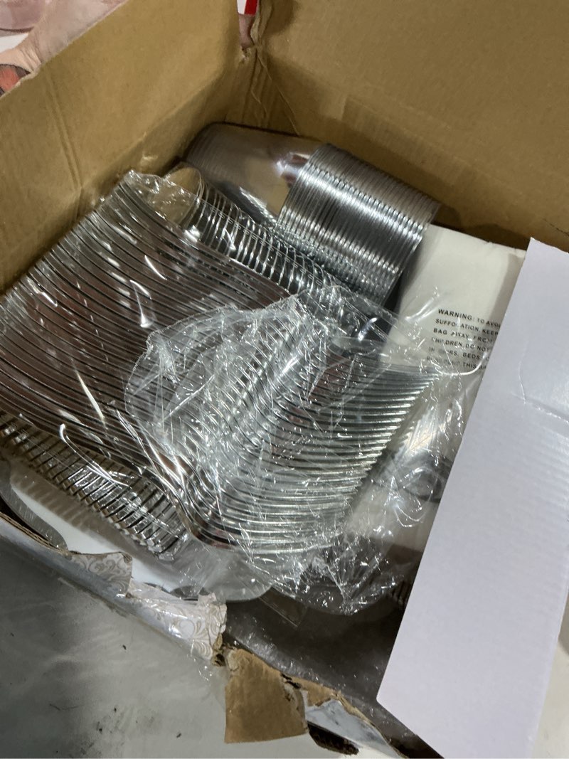 Condition photo showing Good Condition for 175 plastic dinnerware set,silver disposable dinnerware set for 25 guests include 50 plastic plates,25 silverware set,25 cups and 25 napkins for christmas,party,wedding,thanksgiving silver 25guests(175pcs)