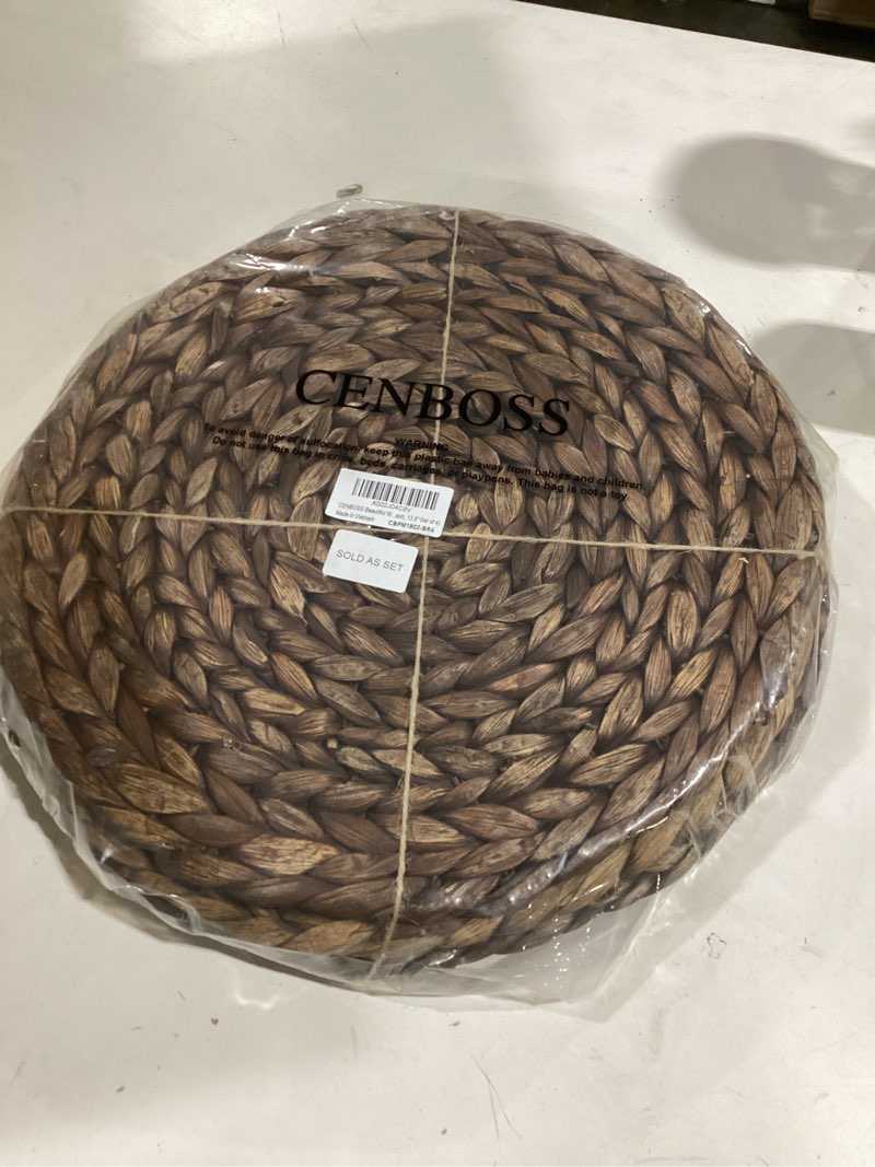 Condition photo showing Good Condition for CENBOSS Woven Placemats (13.5" Set of 4, Brown Wash) Round Placemat, Wicker Place mats, Rattan Place mat, Plate Chargers 13.5 inch 4