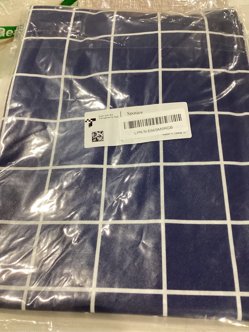 Condition photo showing New/Like New for rectangle vinyl table cloth 30x48, waterproof elastic fitted tablecloth with flannel backing, plastic table cover for picnic, camping, outdoor, navy 48" x 30" (rectangular) navy