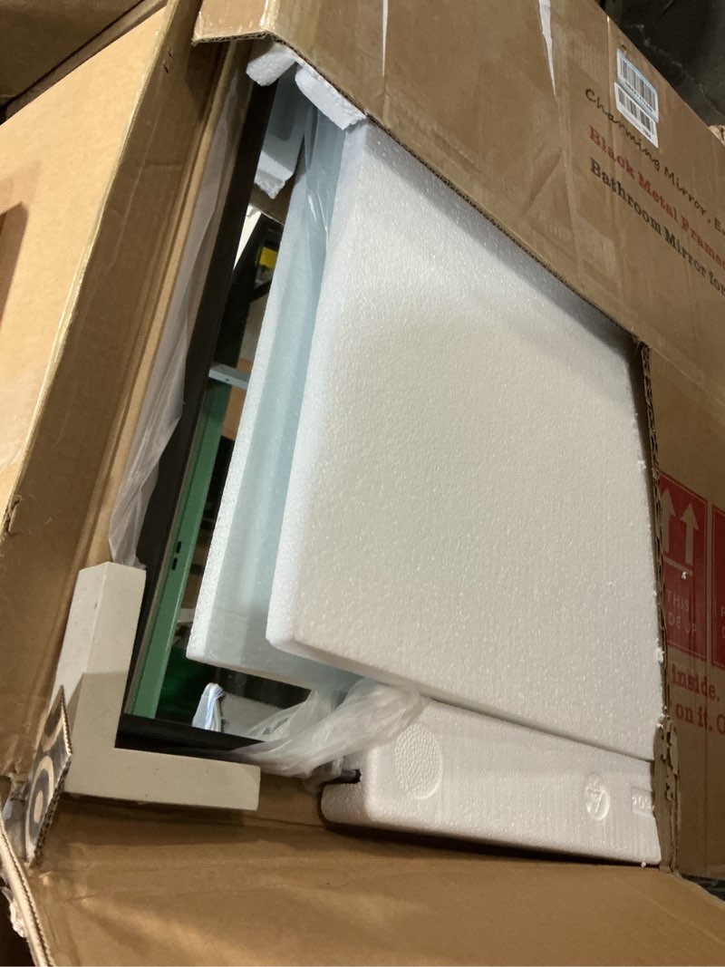 Condition photo showing Good Condition for Bathroom Mirror for Wall, 40x30 Inch Rectangle Mirror, Matte Black Metal Framed Bathroom Vanity Mirror for Restroom Farmhouse, Anti-Rust, Tempered Glass, Horizontally or Vertically Hanging Rectangular 40"L x 30"W Matte Black