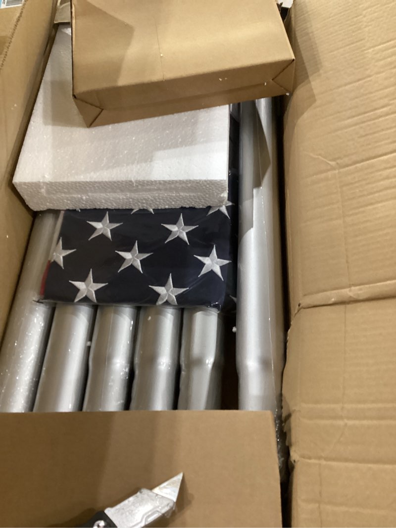 Condition photo showing Good Condition for 11 gauge flag pole kit with solar light for outside house, 120 mph flagpole hardware 25ft silver metal for in ground use, 2.3 mm thickness, with flag 11g 25ft