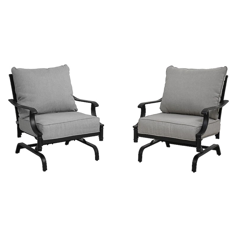 allen + roth thomas lake set of 2 gray steel frame conversation chair with light gray