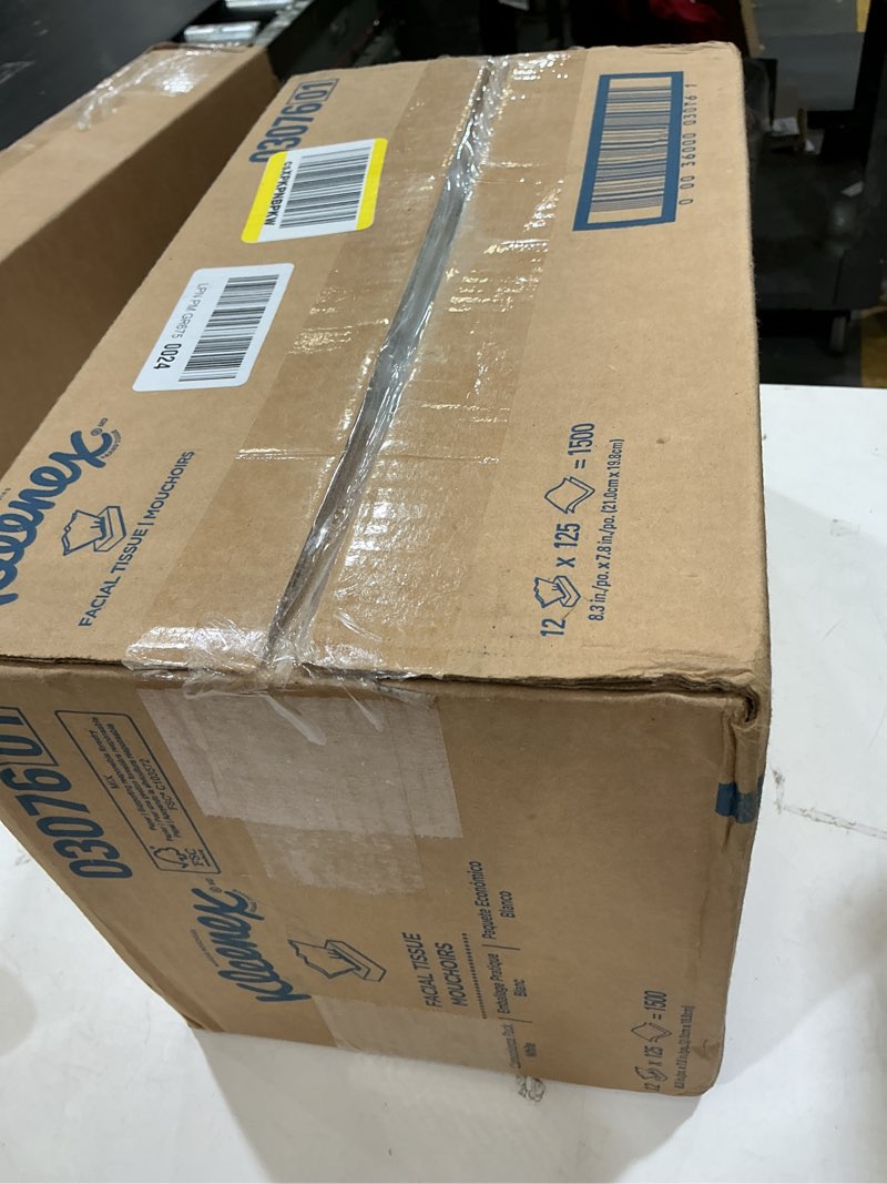 Condition photo showing New/Like New for kleenex® professional facial tissue, bulk (03076), 2-ply, white, flat facial tissue boxes for business, convenience case (125 tissues/box, 12 boxes/case, 1,500 tissues/case) 1 count (pack of 1500) white