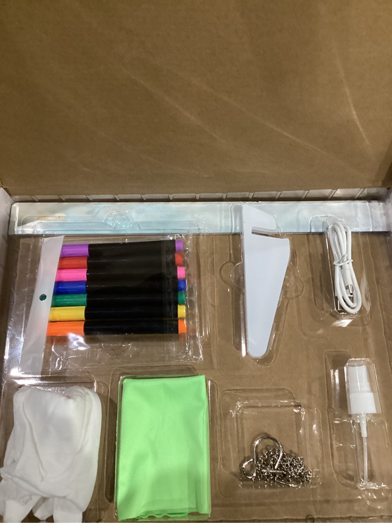 Condition photo showing As Is for 16" LumiBoard LED Drawing Board for Kids - 7 Colors & 10 Modes Rechargeable Acrylic LED Note Board with 7 Markers Cleaning Kit, Birthday & Christmas Gifts for Kids/Girls/Teens White