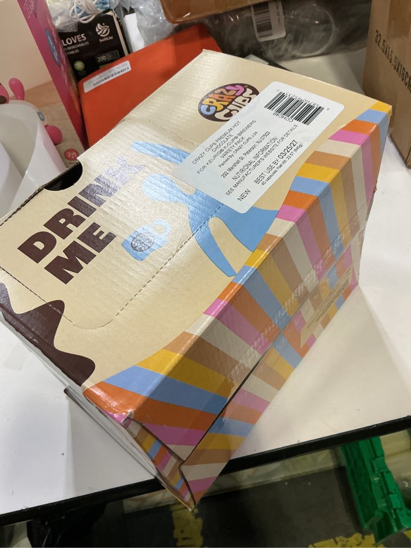 Condition photo showing New/Like New for exp-05/18/2026) crazy cups seasonal premium hot chocolate single serve cups for keurig k cup brewers variety pack sampler, 40 count hot chocolate variety pack 1 count (pack of 40)