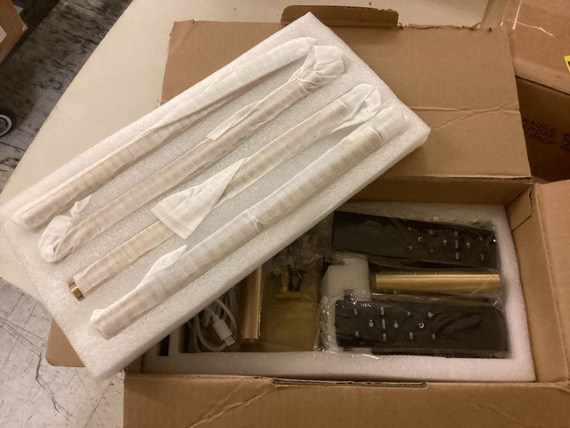 Condition photo showing New/Like New for battery operated wall sconce set of 2, 8000mah wireless wall sconces, 3000k-6000k dimmable, 350°rotate, indoor wall lights for bedroom living room bathroom, gold, 23.6 inch 23.6 inch gold