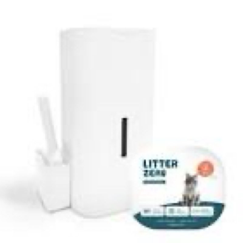 litter zero premium cat litter disposal system, white, smart waste management bin with standard refi