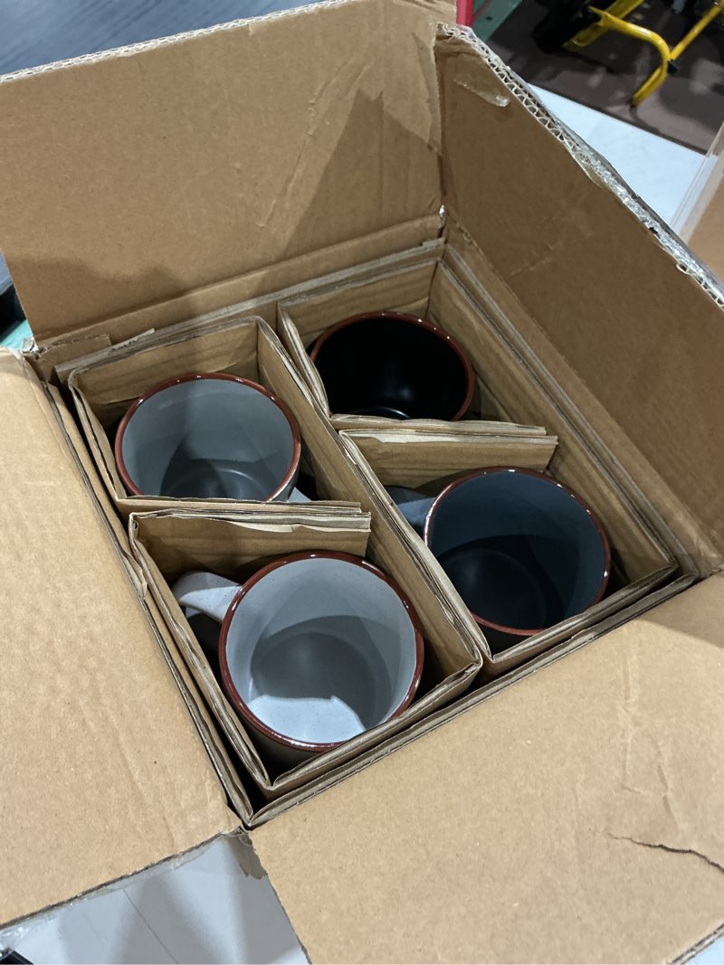 Condition photo showing Good Condition for famiware venus coffee mugs for 4, 13 oz mug set, dringking cup with handle for coffee, tea, cocoa, milk, charcoal charcoal 4pcs
