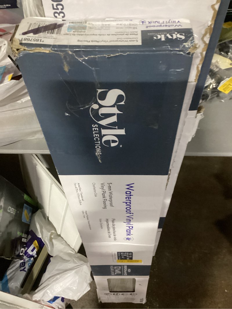 Condition photo showing Good Condition for simi.. style selections fairwyn hickory 12-mil x 7-in w x 48-in l waterproof luxury vinyl plank flooring