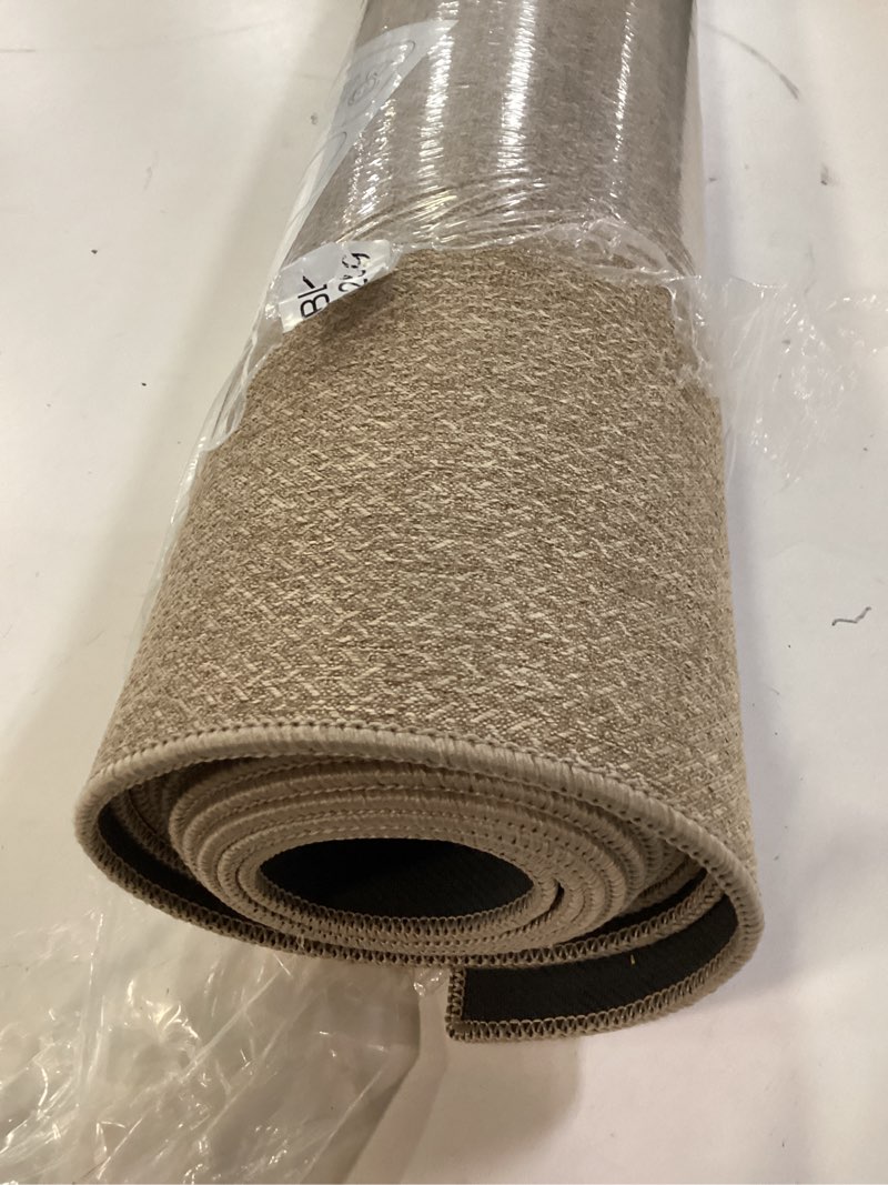 Condition photo showing Good Condition for color&geometry door mat 3'x12' runner rug with rubber backing, non slip washable hallway runner kitchen runner rug, carpet runners for hallway living room bedroom, beige (rolled-up no creases) 3' x 12' (runner) khaki