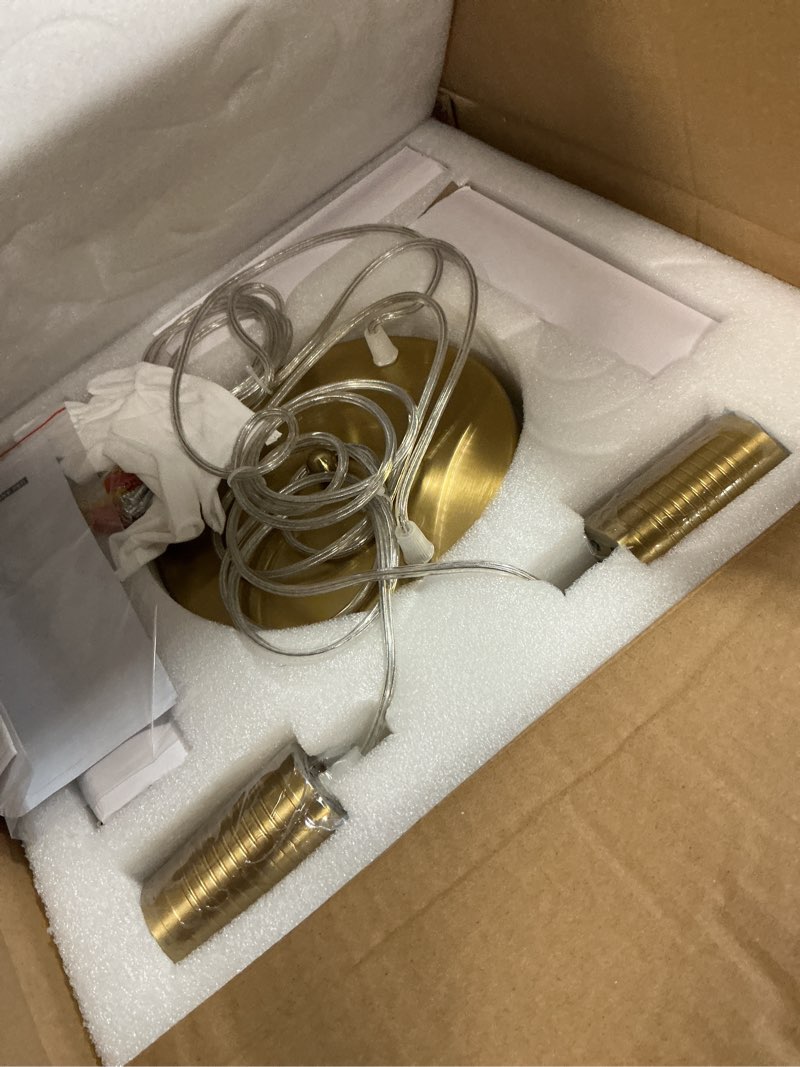 Condition photo showing As Is for 3-Lights Pendant Lights Modern LED Kitchen Island Light Bubble Pendant Light Pendant Lighting for Kitchen Island Dining Room Ceiling Hanging Lights Bedroom Mini Pendent Spot Lights Gold 3-lights