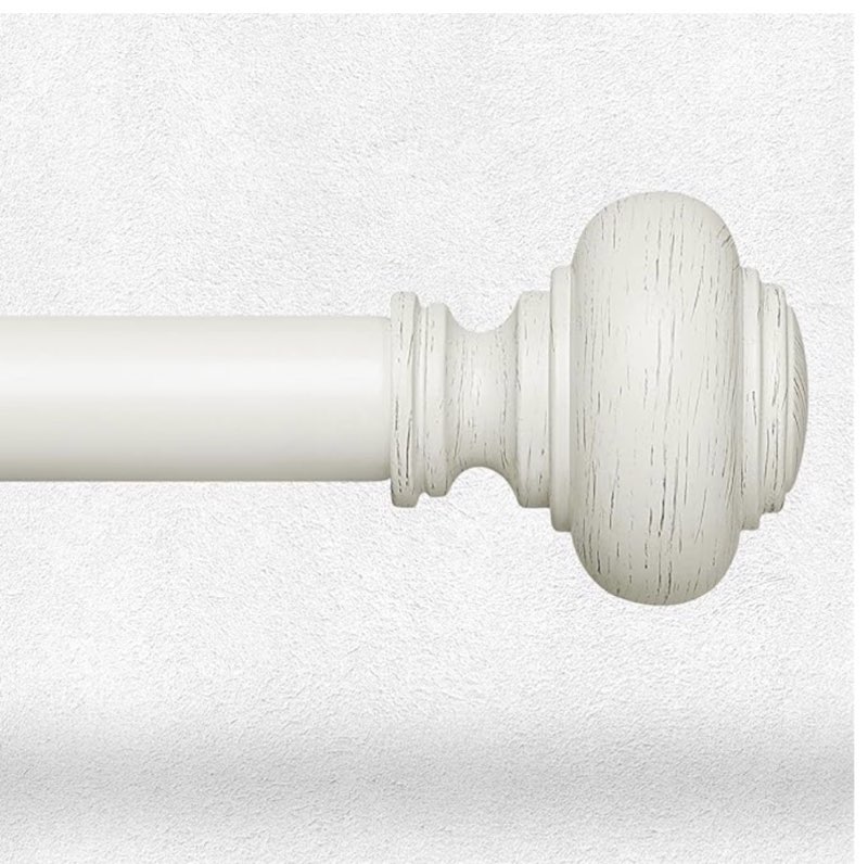 antique white curtain rods for windows 30 to 56 inch, decorative heavy duty single-side adjustable 1'' diameter off white drapery rod, vintage rustic metal curtain pole for farmhouse