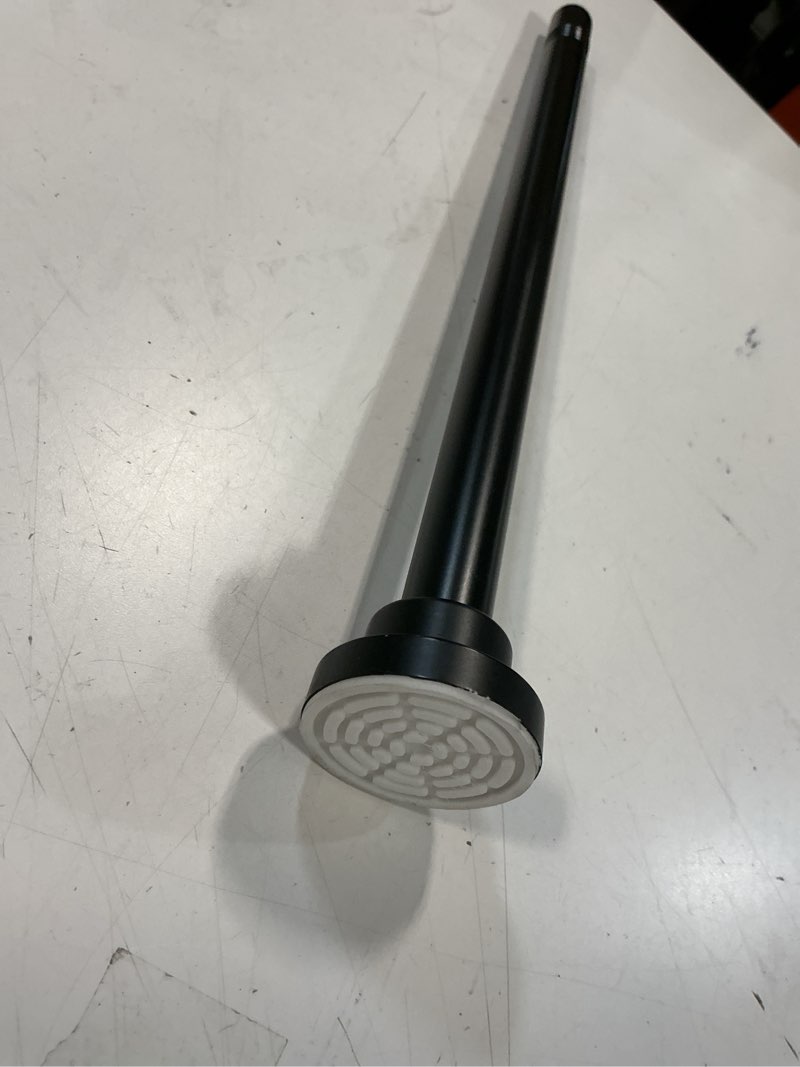 Condition photo showing As Is for ENJOYBASICS 2 Pack Adjustable Spring Tension Curtain Rods 32 to 66 Inches, Stainless Steel Matte Black Shower Rod No Drilling for Window, Bathroom, Closet, Room Divider, 7/8" Diameter Black 32-66"