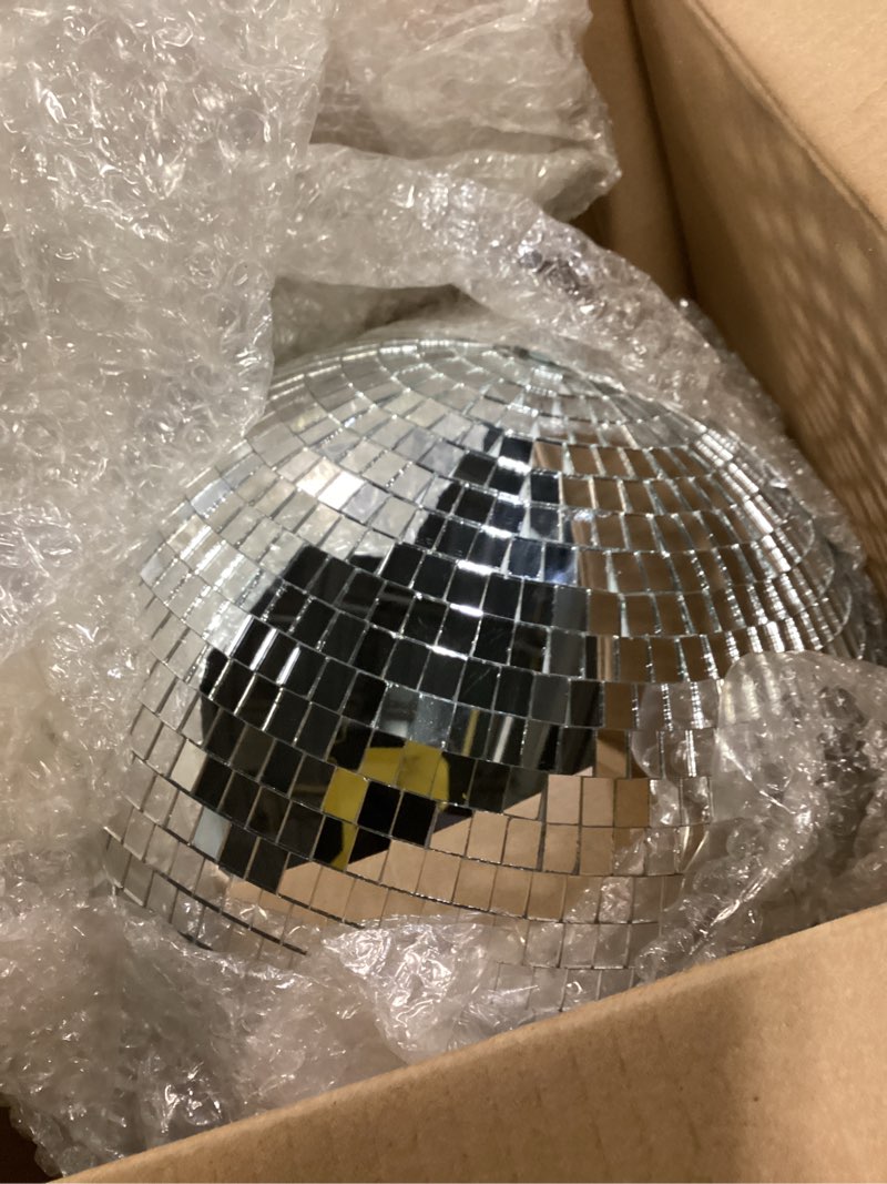 Condition photo showing Good Condition for Youdepot Disco Ball 12-Inch – Large Hanging Mirror Ball Disco Ball Decor for Disco Party Decorations, Weddings, Events, Disco Christmas Decor, and Home Celebrations 12 in