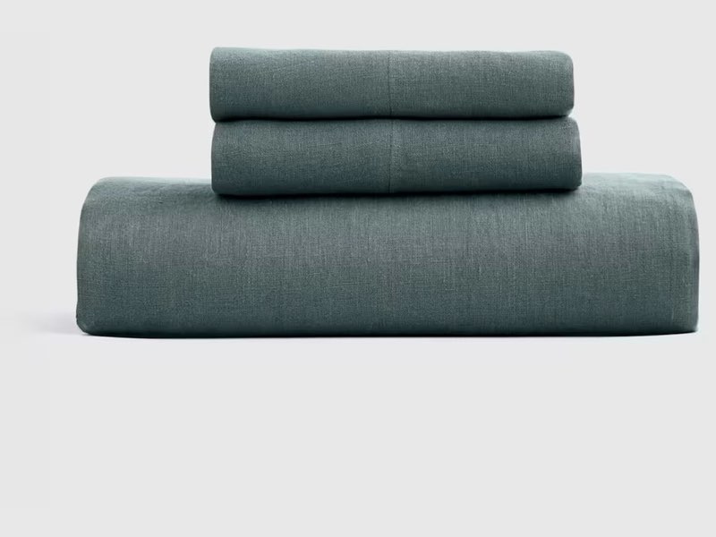 Quince European Linen Sheet Set King Blue
