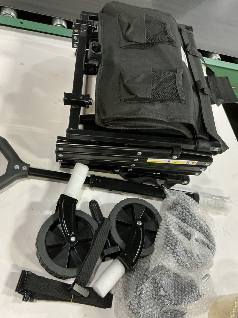 Condition photo showing As Is for 43'' Extra Long Collapsible Wagon with Extended Tailgate, 360LBS Heavy Duty Wagons Carts Foldable, Portable Folding Outdoor Utility Cart for Grocery, Shopping, Garden, Camping, Black