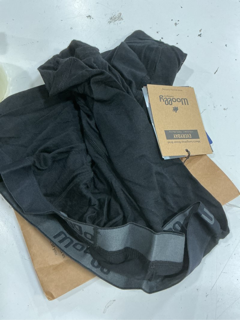 Condition photo showing Good Condition for (size: xl)men's merino boxers by woolly | rws certified | soft, stink free, seattle designed x-large boxer brief 7\\\" inseam black
