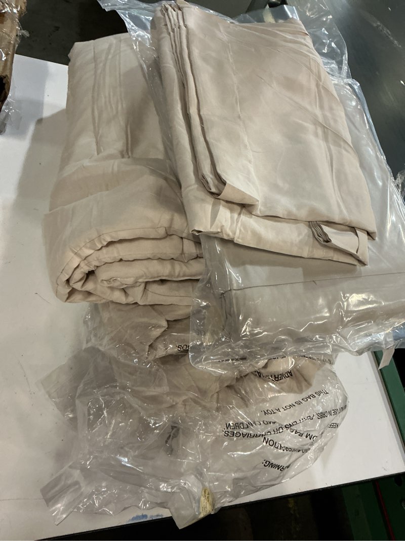 Condition photo showing Good Condition for Monbix Queen Comforter Set - 7 Pieces Beige Bed in a Bag Queen Bedding Sets with Comforters, All Seasons Comforter Bed Set with Sheets,Pillowcases & Shams Apricot Beige Queen(90"X90")