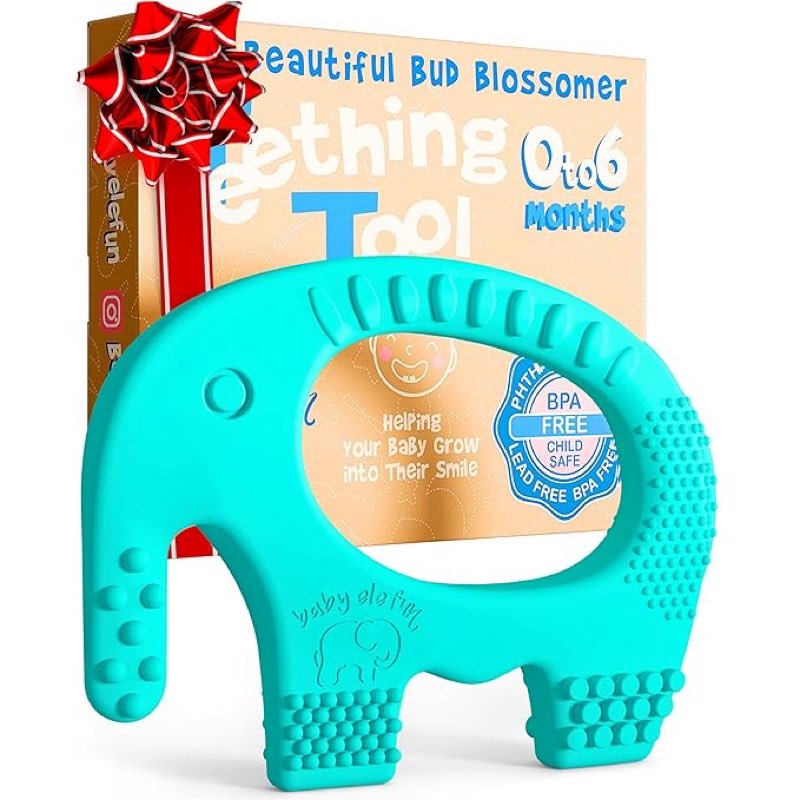 (Similar model) Baby Elefun Baby Teething Rings 5X Pain Relief Zero Delay 0-6 Months Turquoise