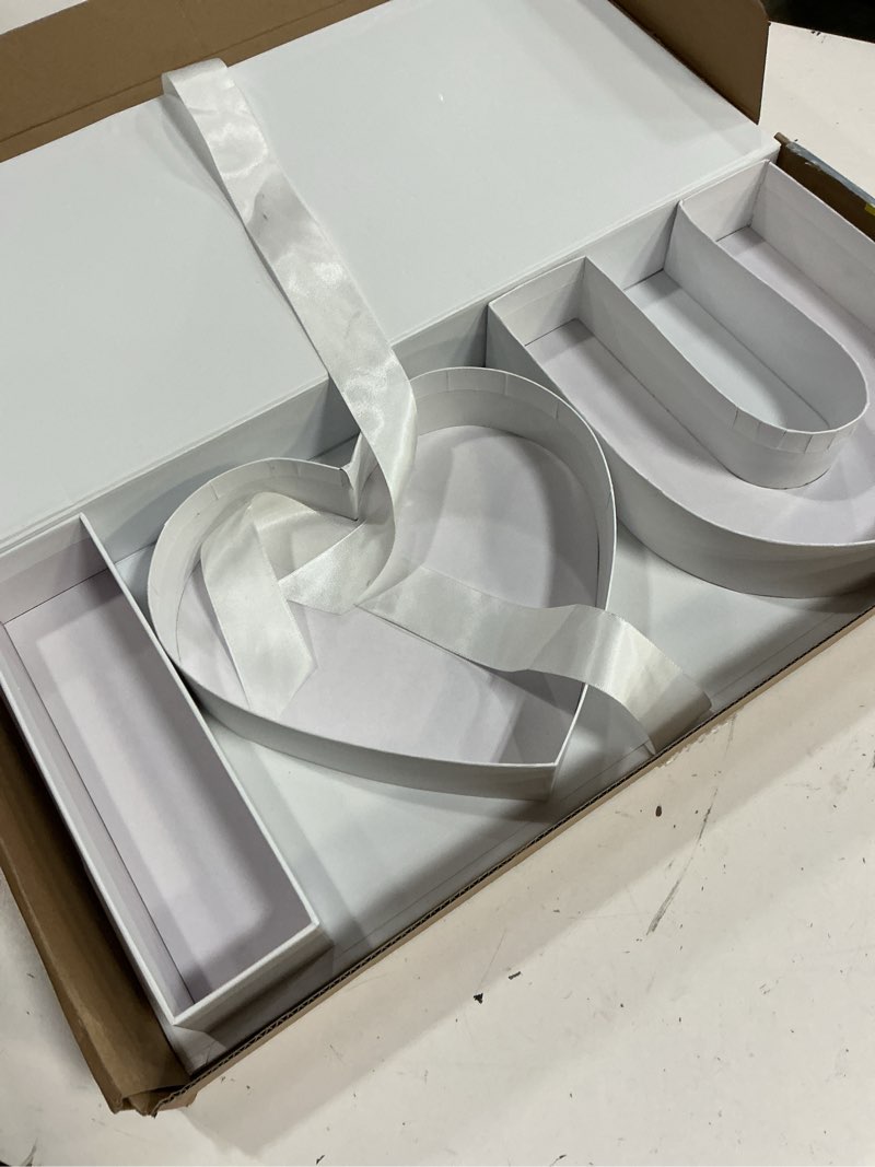 Condition photo showing Good Condition for geoto  17.3 x 6 x 2 inches pink/red/white color fillable letter shaped gift box, i love you i heart u alphabet valentine's day box with clear lid (white) white 1 count