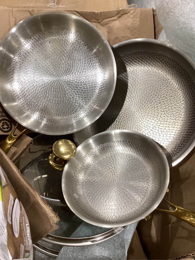 Condition photo showing As Is for original titanium wave with coating-free ,pans for cooking | 8/10/12 inch pure titanium set with lids
