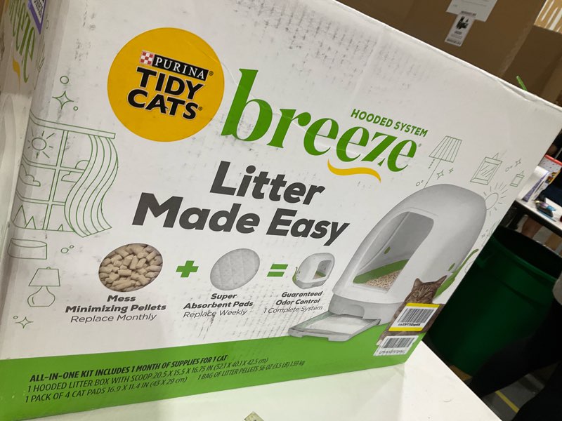 Condition photo showing New/Like New for Purina Tidy Cats Breeze Covered Cat Litter Box System Kit with Pellet Cat Litter, Hooded Litter Box, and Litter Box Pads
