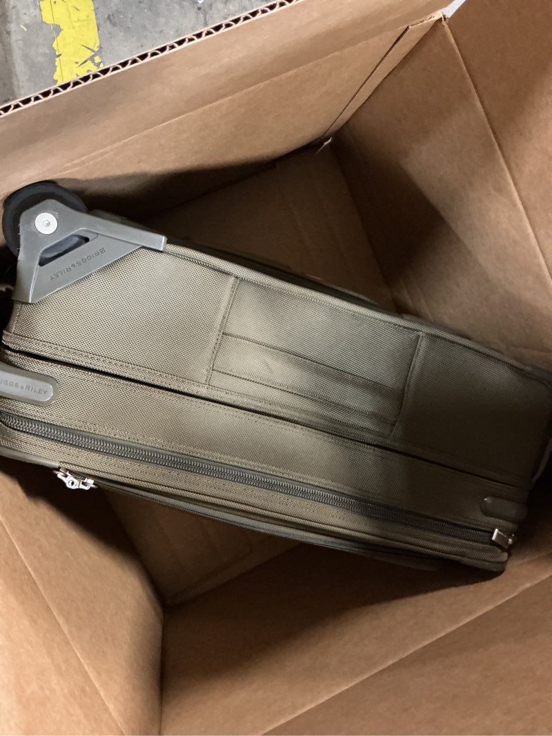 Condition photo showing Good Condition for briggs & riley essential 22" 2-wheel expandable carry on - luggage for travel, suitcases with wheels, softside rolling bag for men & women, self-repairing zipper - baseline collection, olive 22" essential carry-on olive