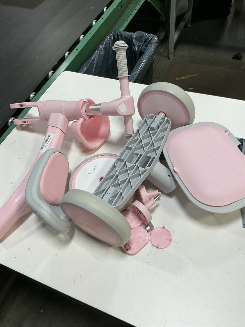 Condition photo showing As Is for sereed colorful lighting toddler tricycle for 2-5 years old girls, adjustable seat&handlebar trike, removable basket, birthday gift idea for kids ages 2+ (pink)