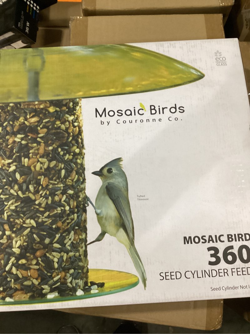 Condition photo showing New/Like New for Mosaic Birds 360 Degree Seed Cylinder Feeder  M391-200-15  15 inches wide  Cobalt Blue