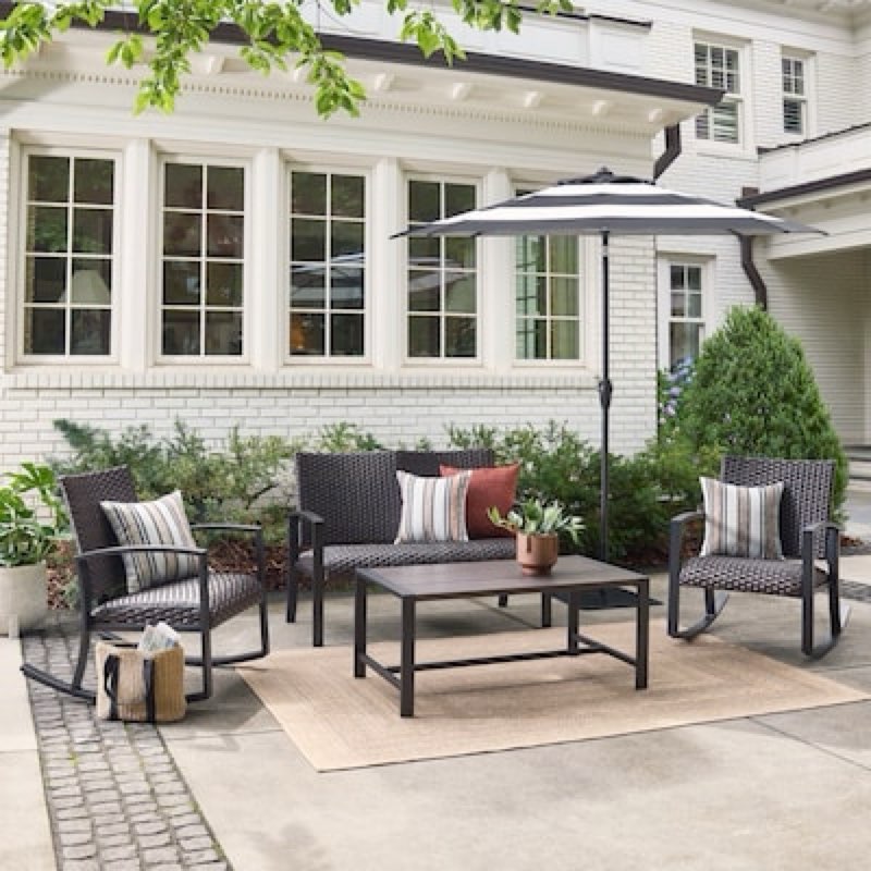 style selections boulder 4 -piece wicker patio conversation set