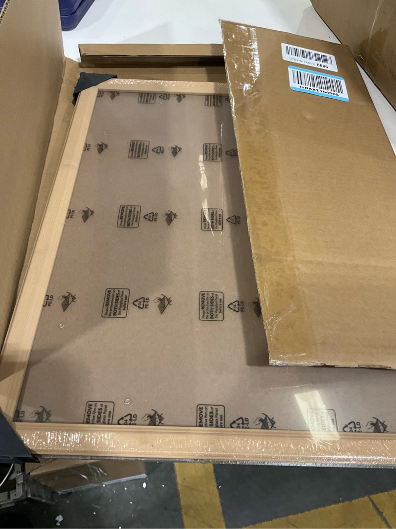 Condition photo showing Good Condition for 13x17 Wood Frame, Rustic Natural Wooden 17x13in Poster Picture Frame, Modern Beige Woodgrain 13 x 17inch Gallery Wall Photo Frame with HD Plexiglass, Horizontal Vertical Wall Mounting Display 1pcs Woodgrain 13x17