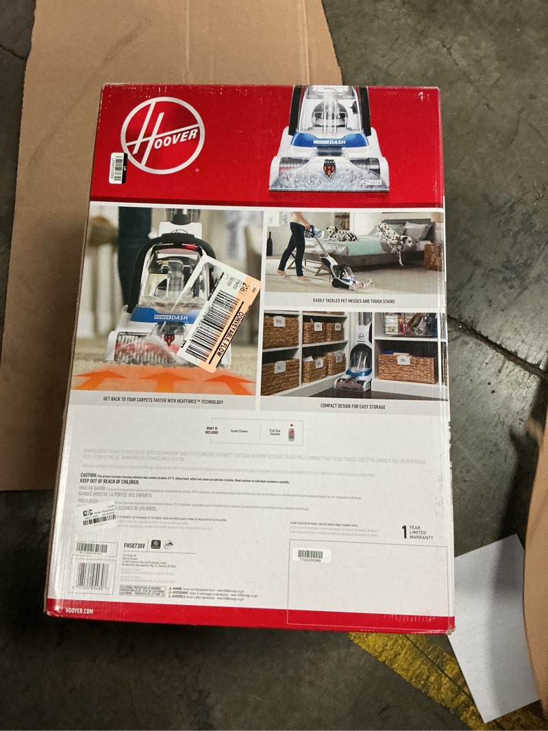 Condition photo showing As Is for hoover powerdash pet carpet cleaner fh50730v