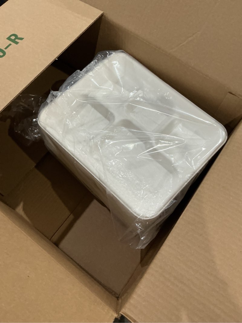 Condition photo showing Good Condition for ecolipak 100% compostable 5 compartment plates, 125 pack disposable paper plates, heavy-duty biodegradable sugarcane plates, eco-friendly school lunch trays 10.25 x 8.25 inch white 125pk