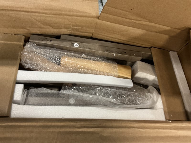 Condition photo showing Good Condition for 32" W Farmhouse Shoe Storage Cabinet with 2 Flip Drawers and Barn Door Design, Adjustable Shelves, Modern Hidden Slim Narrow Shoe Rack Cabinet for Entryway, Foyer, Hallway, Living Room, Greige 32" W Greige